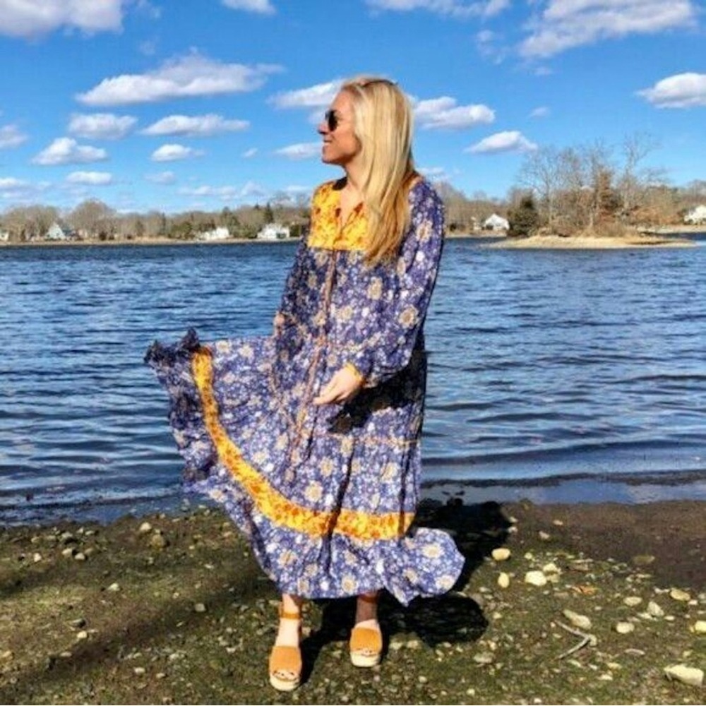 Zara Blue and Yellow Floral Long Sleeve Dress - Picture 8 of 11